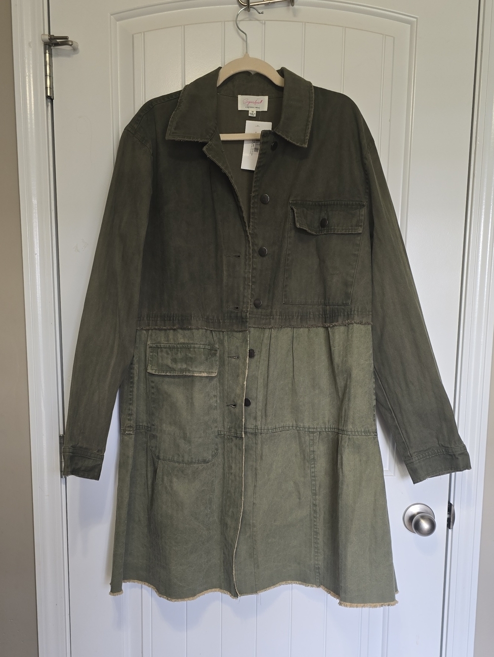 Olive Patchwork Utility Trench Coat by Gypsy 05